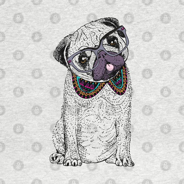 Hipster Pug by huebucket